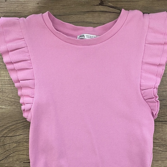 Zara Pink Ribbed Blouse - Picture 3 of 6